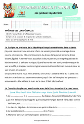 Les symboles républicains – Cm2 – Evaluation – EMC - Cycle 3 - PDF à imprimer