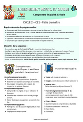 Comprendre la laïcité à l’école – CM1 – Fiche de préparation – EMC - Cycle 3 - PDF à imprimer