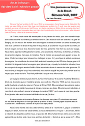 Une jeunesse au temps de la Shoah (Simone Veil) - 3ème - Littérature - Cycle 4 - PDF à imprimer
