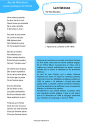 La tristesse (Alphonse de Lamartine) - 3ème - Littérature - Cycle 4 - PDF à imprimer