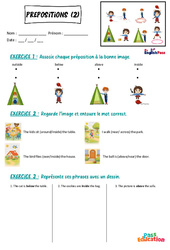 Exercice Prepositions (part 2) – CP CE1 CE2 CM1 CM2 – Exercices – Apprends l’anglais avec Kelly and James - Cycle 3 - PDF à imprimer