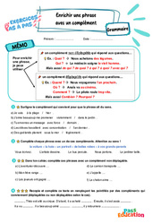 Enrichir une phrase avec un complément – CE2 – Exercices Pas à Pas - Cycle 2 - PDF à imprimer