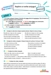 Repérer un verbe conjugué – CE2 – Exercices Pas à Pas - Cycle 2 - PDF à imprimer