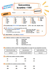 Écrire en lettres les nombres < 1 000 – CE2 – Exercices Pas à Pas - Cycle 2 - PDF à imprimer