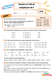 Connaître la table de multiplication par 6 – CE2 – Exercices Pas à Pas - Cycle 2 - PDF à imprimer