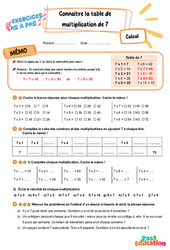 Connaître la table de multiplication par 7 – CE2 – Exercices Pas à Pas - Cycle 2 - PDF à imprimer