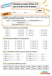 Multiplier un nombre inférieur à 10 par un nombre entier de dizaines – CE2 – Exercices Pas à Pas - Cycle 2 - PDF à imprimer