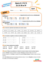 Ajouter 8, 9, 18, 19, 28, 29, 38 ou 39 – CE2 – Exercices Pas à Pas - Cycle 2 - PDF à imprimer