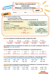 Poser et effectuer des soustractions de nombres entiers - Méthode par « conservation des écarts » – CE2 – Exercices Pas à Pas - Cycle 2 - PDF à imprimer