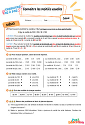 Connaître les moitiés usuelles – CE2 – Exercices Pas à Pas - Cycle 2 - PDF à imprimer