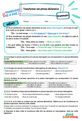 Transformer une phrase déclarative – CM2 – Exercices Pas à Pas - Cycle 3 - PDF à imprimer