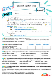Identifier le type d’une phrase – CM2 – Exercices Pas à Pas - Cycle 3 - PDF à imprimer