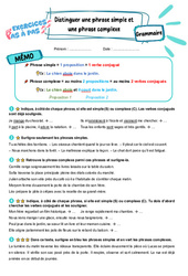 Distinguer une phrase simple et une phrase complexe – CM2 – Exercices Pas à Pas - Cycle 3 - PDF à imprimer