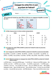 Conjuguer les verbes être et avoir au présent de l’indicatif – CM2 – Exercices Pas à Pas - Cycle 3 - PDF à imprimer
