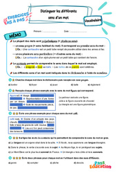 Distinguer les différents sens d’un mot – CM2 – Exercices Pas à Pas - Cycle 3 - PDF à imprimer