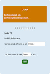 Le cercle : Exercice en ligne 6ème : Mathématiques - Espace et géométrie - Cycle 3