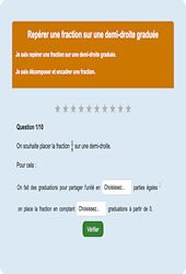 Repérer une fraction : Exercice en ligne 6ème : Mathématiques - Nombres et calculs - Cycle 3