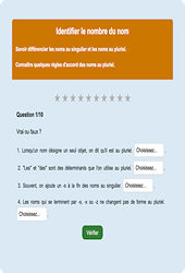 Identifier le nombre du nom : Exercice en ligne CE1 : Français - Orthographe - Étude de la langue - Cycle 2