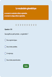 Leçon, exercice et évaluation :<br/> Vocabulaire géométrique : Exercice en ligne CE1 : Mathématiques - Géométrie - Cycle 2