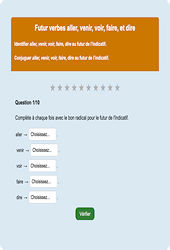 Futur aller/venir/voir/faire/dire : Exercice en ligne CE1 : Français - Conjugaison - Étude de la langue - Cycle 2