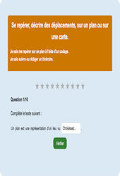 Se repérer sur un plan : Exercice en ligne CM1 : Mathématiques - Géométrie - Cycle 3