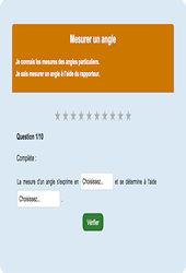Mesurer un angle : Exercice en ligne 6ème : Mathématiques - Espace et géométrie - Cycle 3