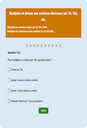 Leçon, exercice et évaluation :<br/> Multiplier et diviser par 10 et 100 : Exercice en ligne CM1 : Mathématiques - Numération - Cycle 3