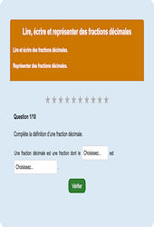 Leçon, exercice et évaluation :<br/> Fractions décimales : Exercice en ligne CM1 : Mathématiques - Numération - Cycle 3