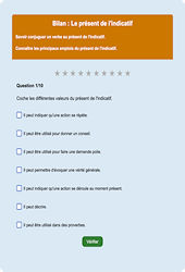 Présent de l’indicatif : Exercice en ligne CM1 : Français - Conjugaison - Étude de la langue - Cycle 3