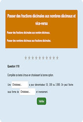 Leçon, exercice et évaluation :<br/> Décimales et décimaux : Exercice en ligne CM1 : Mathématiques - Numération - Cycle 3