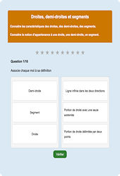 Droites, demi-droites, segments : Exercice en ligne 6ème : Mathématiques - Espace et géométrie - Cycle 3