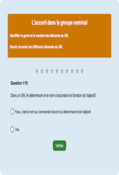 Accord du groupe nominal : Exercice en ligne CE1 : Français - Orthographe - Étude de la langue - Cycle 2