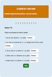 Pluriel en -x des noms : Exercice en ligne CE1 : Français - Orthographe - Étude de la langue - Cycle 2