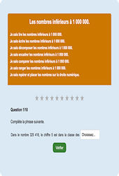Leçon, exercice et évaluation :<br/> Nombres < 1 000 000 : Exercice en ligne CM1 : Mathématiques - Numération - Cycle 3