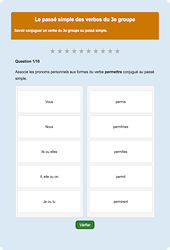 Passé simple des verbes du 3ème groupe : Exercice en ligne CM1 : Français - Conjugaison - Étude de la langue - Cycle 3