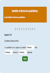 Identifier les quadrilatères : Exercice en ligne CM1 : Mathématiques - Géométrie - Cycle 3