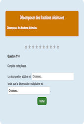 Leçon, exercice et évaluation :<br/> Décomposer des fractions décimales : Exercice en ligne CM1 : Mathématiques - Numération - Cycle 3