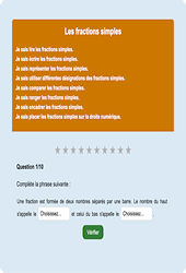 Leçon, exercice et évaluation :<br/> Fractions simples : Exercice en ligne CM1 : Mathématiques - Numération - Cycle 3