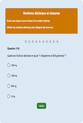 Nombres décimaux et mesures : Exercice en ligne CM1 : Mathématiques - Numération - Cycle 3