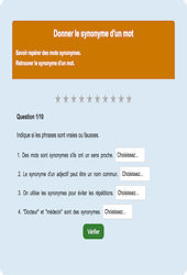 Synonymes d’un mot : Exercice en ligne CE1 : Français - Vocabulaire / Lexique - Étude de la langue - Cycle 2