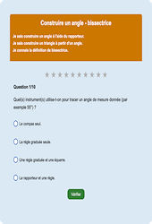 Construire un angle et sa bissectrice : Exercice en ligne 6ème : Mathématiques - Espace et géométrie - Cycle 3