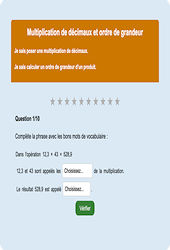 Multiplication de décimaux : Exercice en ligne 6ème : Mathématiques - Nombres et calculs