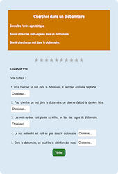 Chercher dans un dictionnaire : Exercice en ligne CE1 : Français - Vocabulaire / Lexique - Étude de la langue - Cycle 2