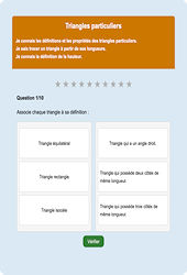 Triangles particuliers : Exercice en ligne 6ème : Mathématiques - Espace et géométrie - Cycle 3