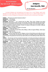 Antigone, Jean Anouilh - 3ème - Littérature - PDF à imprimer