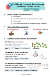 Résoudre des problèmes en utilisant la soustraction - CE1 - Leçon - Cycle 2 - PDF à imprimer