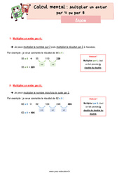 Multiplier un entier par 4 ou par 8 - CM1 - Leçon - PDF à imprimer