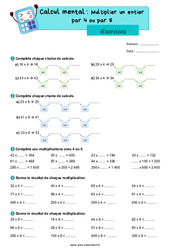 Multiplier un entier par 4 ou par 8 - CM1 - Exercices - PDF à imprimer