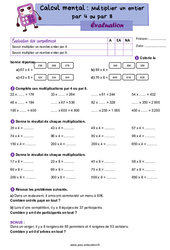 Multiplier un entier par 4 ou par 8 - CM1 - Evaluation - Cycle 3 - PDF à imprimer
