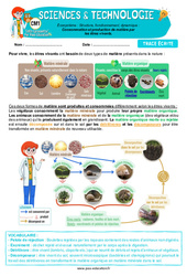 Consommation et production de matière par les êtres vivants – Cm1 – Leçon – Edith Eprouvette - PDF à imprimer